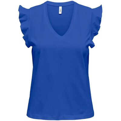 ONLY Onlmay Life S/S Frill V-Neck Top Box Jrs S DAZZLING BLUE S ONLY Onlmay Life S/S Frill V-Neck Top Box Jrs S DAZZLING BLUE S