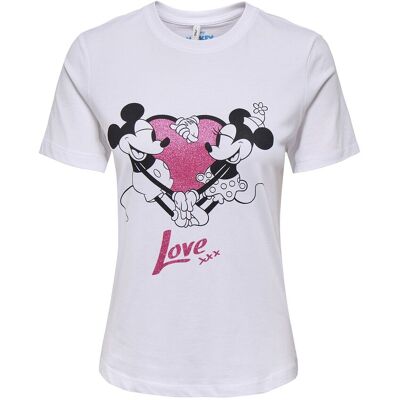 ONLY Onlmickey Life Reg S/S Valentine Top Jrs XS BRIGHT WHITE XS ONLY Onlmickey Life Reg S/S Valentine Top Jrs XS BRIGHT WHITE XS