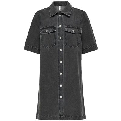 ONLY Onlbelle S/S Button Dress Dnm Gua Noos XS WASHED BLACK XS ONLY Onlbelle S/S Button Dress Dnm Gua Noos XS WASHED BLACK XS