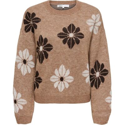 ONLY Onlfreesia Ls Flower O-Neck Rp Knt XS TOASTED COCONUT XS ONLY Onlfreesia Ls Flower O-Neck Rp Knt XS TOASTED COCONUT XS