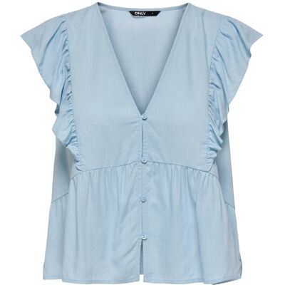 ONLY Onlrian Flonce S/S Top Wvn XS CASHMERE BLUE XS ONLY Onlrian Flonce S/S Top Wvn XS CASHMERE BLUE XS