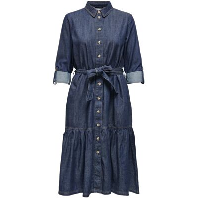 ONLY Onlsevigny Frill 3/4 Sl Long Dress Dnm XL DARK BLUE DENIM XL ONLY Onlsevigny Frill 3/4 Sl Long Dress Dnm XL DARK BLUE DENIM XL