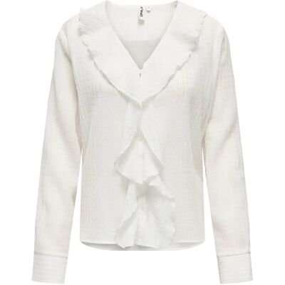 ONLY Onlisa Ls V-Neck Frill Top Wvvn L CLOUD DANCER L ONLY Onlisa Ls V-Neck Frill Top Wvvn L CLOUD DANCER L