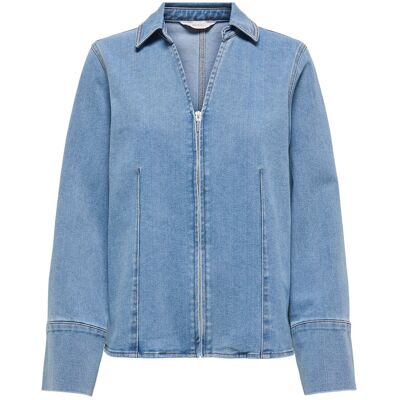 ONLY Onlfrida Ls Zip Dnm Shirt Gua XS LIGHT MEDIUM BLUE DENIM XS ONLY Onlfrida Ls Zip Dnm Shirt Gua XS LIGHT MEDIUM BLUE DENIM XS