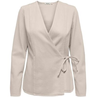ONLY Onlsilla L/S Tie Wrap Blouse Cc Pnt XS PUMICE STONE XS ONLY Onlsilla L/S Tie Wrap Blouse Cc Pnt XS PUMICE STONE XS