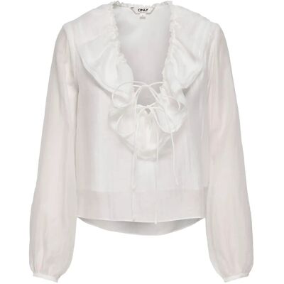 ONLY Onlteagan Ls Sheer Ruffle Top Wvn S CLOUD DANCER S ONLY Onlteagan Ls Sheer Ruffle Top Wvn S CLOUD DANCER S