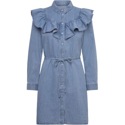 ONLY Onlindigo Ls Frill Dnm Dress Cs XL MEDIUM BLUE DENIM XL ONLY Onlindigo Ls Frill Dnm Dress Cs XL MEDIUM BLUE DENIM XL