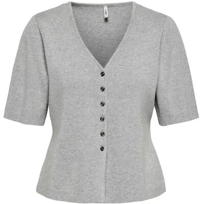 ONLY Onllucy Ss V-Neck Button Ex Knt M LIGHT GREY MELANGE M ONLY Onllucy Ss V-Neck Button Ex Knt M LIGHT GREY MELANGE M