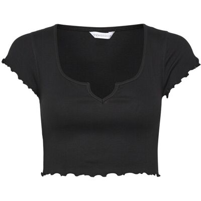 Organic Basics Core Extend Rib Dip Baby Tee XXS BLACK XXS Organic Basics Core Extend Rib Dip Baby Tee XXS BLACK XXS