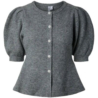 Pieces Pcsilly Ss Puff Knit Cardigan Noos Bc S MEDIUM GREY MELANGE S Pieces Pcsilly Ss Puff Knit Cardigan Noos Bc S MEDIUM GREY MELANGE S