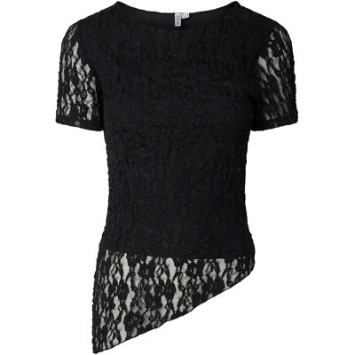 Pieces Pcariana Ss Asymmetric Lace Top D2D M BLACK M Pieces Pcariana Ss Asymmetric Lace Top D2D M BLACK M