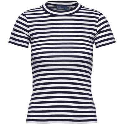 Polo Ralph Lauren Striped Ribbed Cotton Crewneck Tee L CRUISE NAVY/WHITE L Polo Ralph Lauren Striped Ribbed Cotton Crewneck Tee L CRUISE NAVY/WHITE L