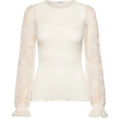Rosemunde Rwbeatha Silk Ls Full Lace T-Shirt L IVORY L Rosemunde Rwbeatha Silk Ls Full Lace T-Shirt L IVORY L