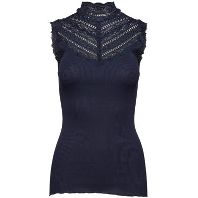 Rosemunde Rwbenita Silk Sl Turtleneck Lace Top XS NAVY XS Rosemunde Rwbenita Silk Sl Turtleneck Lace Top XS NAVY XS