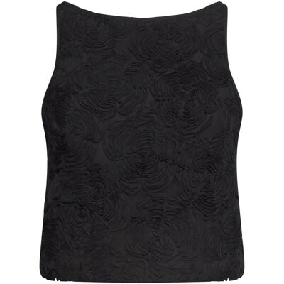 ROTATE Flower Mesh Boatneck Top 42 BLACK 42 ROTATE Flower Mesh Boatneck Top 42 BLACK 42