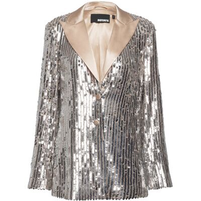 ROTATE Birger Christensen Sequin Blazer 36 SILVER 36 ROTATE Birger Christensen Sequin Blazer 36 SILVER 36