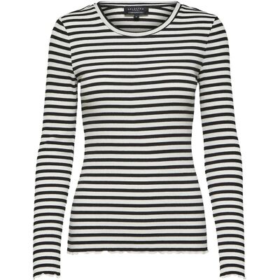 Selected Slwanna Ls Crew Neck Tee Str Noos XXL BLACK XXL Selected Slwanna Ls Crew Neck Tee Str Noos XXL BLACK XXL