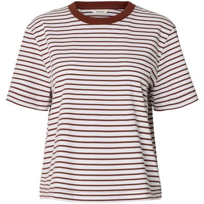 Selected Slwessential Ss Striped Boxy Tee Noos XS CHERRY MAHOGANY XS Selected Slwessential Ss Striped Boxy Tee Noos XS CHERRY MAHOGANY XS