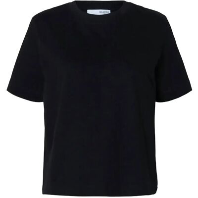 Selected Slwessential Ss Boxy Tee Noos S BLACK S Selected Slwessential Ss Boxy Tee Noos S BLACK S