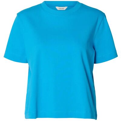 Selected Slwessential Ss Boxy Tee Noos XS MALIBU BLUE XS Selected Slwessential Ss Boxy Tee Noos XS MALIBU BLUE XS