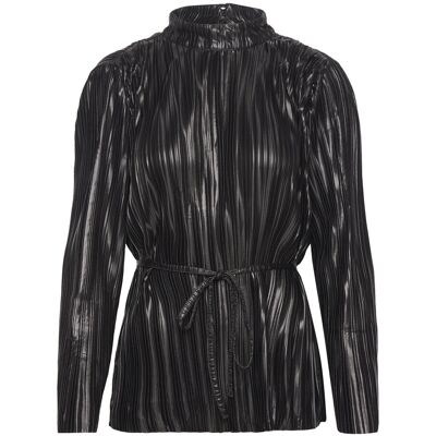 Selected Slfnaline Ls High Neck Plisse Top M BLACK M Selected Slfnaline Ls High Neck Plisse Top M BLACK M
