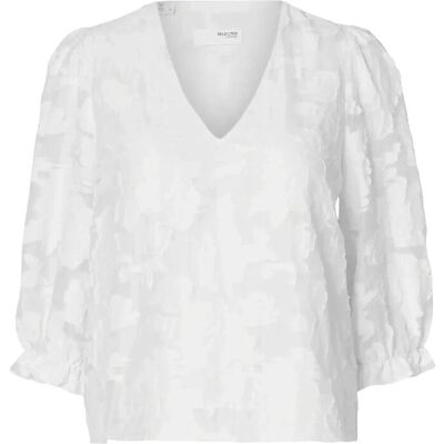 Selected Slfcathi-Sadie 3/4 Top Ff 38 BRIGHT WHITE 38 Selected Slfcathi-Sadie 3/4 Top Ff 38 BRIGHT WHITE 38