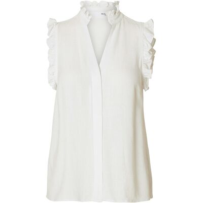 Selected Slfviva Sl Sun Ruffle Top Noos 40 SNOW WHITE 40 Selected Slfviva Sl Sun Ruffle Top Noos 40 SNOW WHITE 40