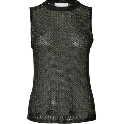 Selected Slfsadie Metallic Sl Knit O-Neck Top M BLACK M Selected Slfsadie Metallic Sl Knit O-Neck Top M BLACK M