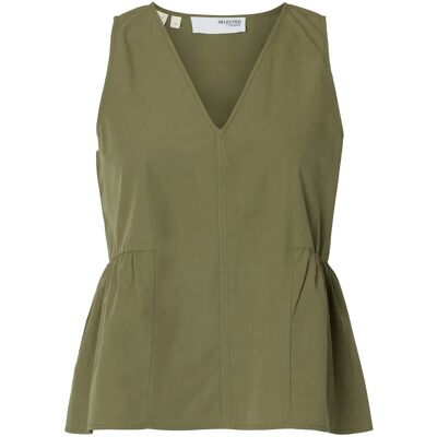 Selected Slwblair Sl V-Neck Peplum Top Noos 34 DEEP LICHEN GREEN 34 Selected Slwblair Sl V-Neck Peplum Top Noos 34 DEEP LICHEN GREEN 34