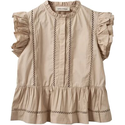 Sofie Schnoor Juliensw Frill Cotton Top 40 FEATHER GRAY 40 Sofie Schnoor Juliensw Frill Cotton Top 40 FEATHER GRAY 40