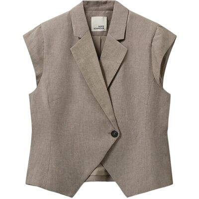 Sofie Schnoor Majsesw Linen Mix Cap Sleeve Blazer 34 DARK SAND 34 Sofie Schnoor Majsesw Linen Mix Cap Sleeve Blazer 34 DARK SAND 34