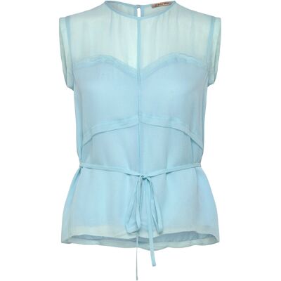 Stella Nova Delicate Crepe Chiffon Top 38 CLEAR BLUE 38 Stella Nova Delicate Crepe Chiffon Top 38 CLEAR BLUE 38