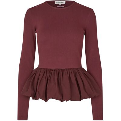 STINE GOYA Rib / Light Cotton, Long Sleeve Balloon Top XL TAWNY PORT XL STINE GOYA Rib / Light Cotton, Long Sleeve Balloon Top XL TAWNY PORT XL