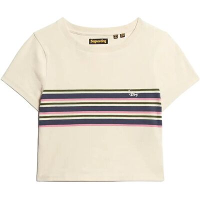 Superdry Vintage Stripe Crop Tee 12 OATMEAL STRIPE 12 Superdry Vintage Stripe Crop Tee 12 OATMEAL STRIPE 12