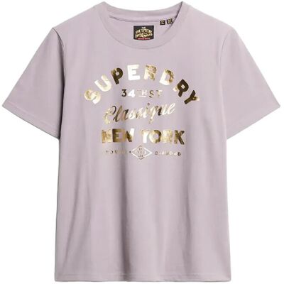 Superdry Luxe Metallic Logo Relaxed Tee 14 BRASSICA LILAC 14 Superdry Luxe Metallic Logo Relaxed Tee 14 BRASSICA LILAC 14