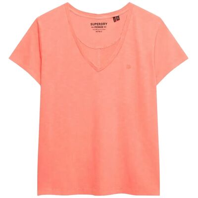 Superdry Studios Slub Emb Vee Tee 12 FLURO CORAL 12 Superdry Studios Slub Emb Vee Tee 12 FLURO CORAL 12