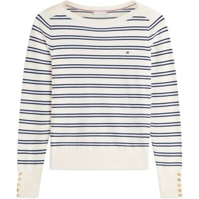 Tommy Hilfiger Co Jersey Fine Gg Boat-Nk Ls Swt M CALICO DARK N NAVY BLUE STP M Tommy Hilfiger Co Jersey Fine Gg Boat-Nk Ls Swt M CALICO DARK N NAVY BLUE STP M