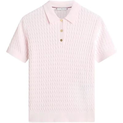 Tommy Hilfiger Co Cable Fine Gg Polo S/S Swt M LIGHT PINK M Tommy Hilfiger Co Cable Fine Gg Polo S/S Swt M LIGHT PINK M