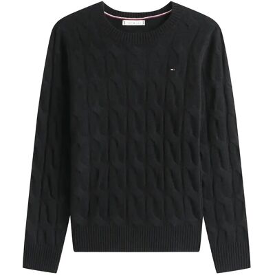 Tommy Hilfiger Soft Wool Cable C-Nk Ls Swt M BLACK M Tommy Hilfiger Soft Wool Cable C-Nk Ls Swt M BLACK M