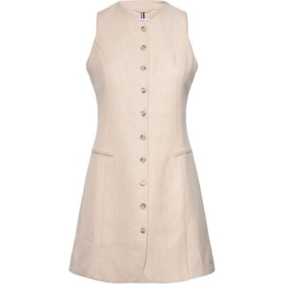 Tommy Hilfiger Linen Mix Sleeveless Dress 46 CLASSIC BEIGE 46 Tommy Hilfiger Linen Mix Sleeveless Dress 46 CLASSIC BEIGE 46