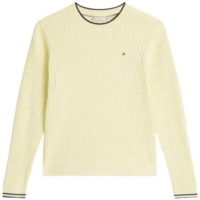 Tommy Hilfiger Cotton Cable Fine Gg C-Nk Swt S ZESTY YELLOW NAVY TIPPING S Tommy Hilfiger Cotton Cable Fine Gg C-Nk Swt S ZESTY YELLOW NAVY TIPPING S