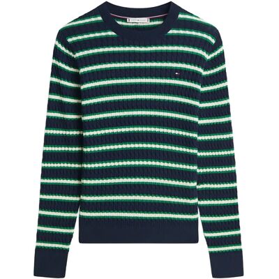 Tommy Hilfiger Cotton Cable Fine Gg C-Nk Swt L NAVY NOUV GREEN CALICO MULTI STP L Tommy Hilfiger Cotton Cable Fine Gg C-Nk Swt L NAVY NOUV GREEN CALICO MULTI STP L