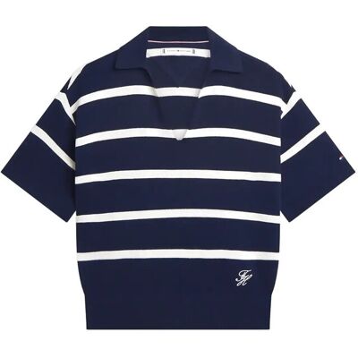 Tommy Hilfiger Mini Stp Co Open Polo Ss Swt M BIG STP DARK NIGHT IVORY PETAL M Tommy Hilfiger Mini Stp Co Open Polo Ss Swt M BIG STP DARK NIGHT IVORY PETAL M