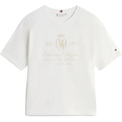 Tommy Hilfiger Varsity Crest Rlx Ss Tee M ECRU M Tommy Hilfiger Varsity Crest Rlx Ss Tee M ECRU M