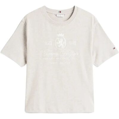 Tommy Hilfiger Varsity Crest Rlx Ss Tee XS HEATHERED PEBBLE XS Tommy Hilfiger Varsity Crest Rlx Ss Tee XS HEATHERED PEBBLE XS