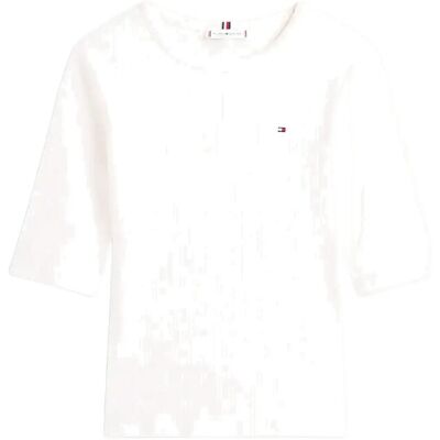 Tommy Hilfiger Slim 5X2 Rib C-Nk 1/2 Slv L IVORY SILK L Tommy Hilfiger Slim 5X2 Rib C-Nk 1/2 Slv L IVORY SILK L