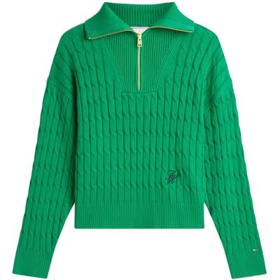 Tommy Hilfiger Co Cable Mid Gg 1/2 Zip Ls Swt M NOUVEAU GREEN M Tommy Hilfiger Co Cable Mid Gg 1/2 Zip Ls Swt M NOUVEAU GREEN M