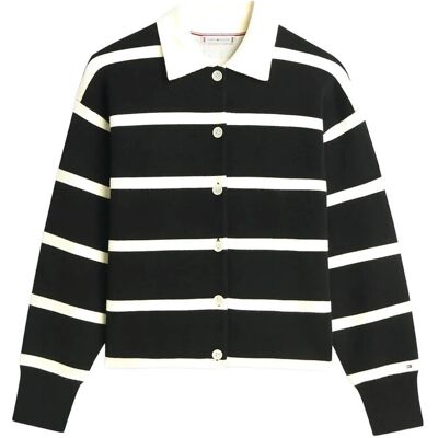 Tommy Hilfiger Mdrn Rugby Df Ovs Bd Ls Swt M BLACK CALICO STP M Tommy Hilfiger Mdrn Rugby Df Ovs Bd Ls Swt M BLACK CALICO STP M