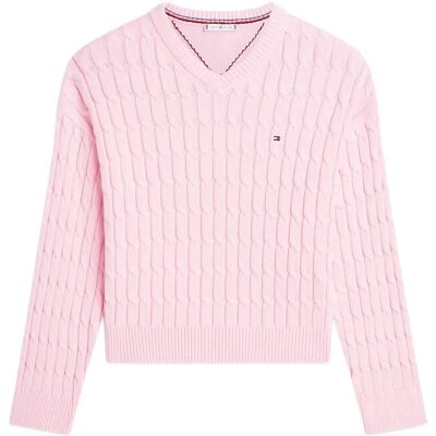 Tommy Hilfiger Co Cable Mid Gg Rlx Ls V-Nk Swt M CLASSIC PINK M Tommy Hilfiger Co Cable Mid Gg Rlx Ls V-Nk Swt M CLASSIC PINK M