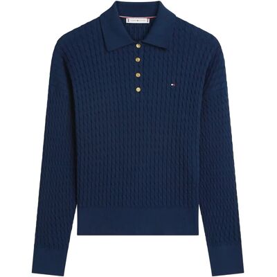 Tommy Hilfiger Co Cable Fine Gg Rlxd Polo Swt XL DARK NIGHT NAVY XL Tommy Hilfiger Co Cable Fine Gg Rlxd Polo Swt XL DARK NIGHT NAVY XL